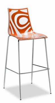 Бар стол със стоманени крака в оранж